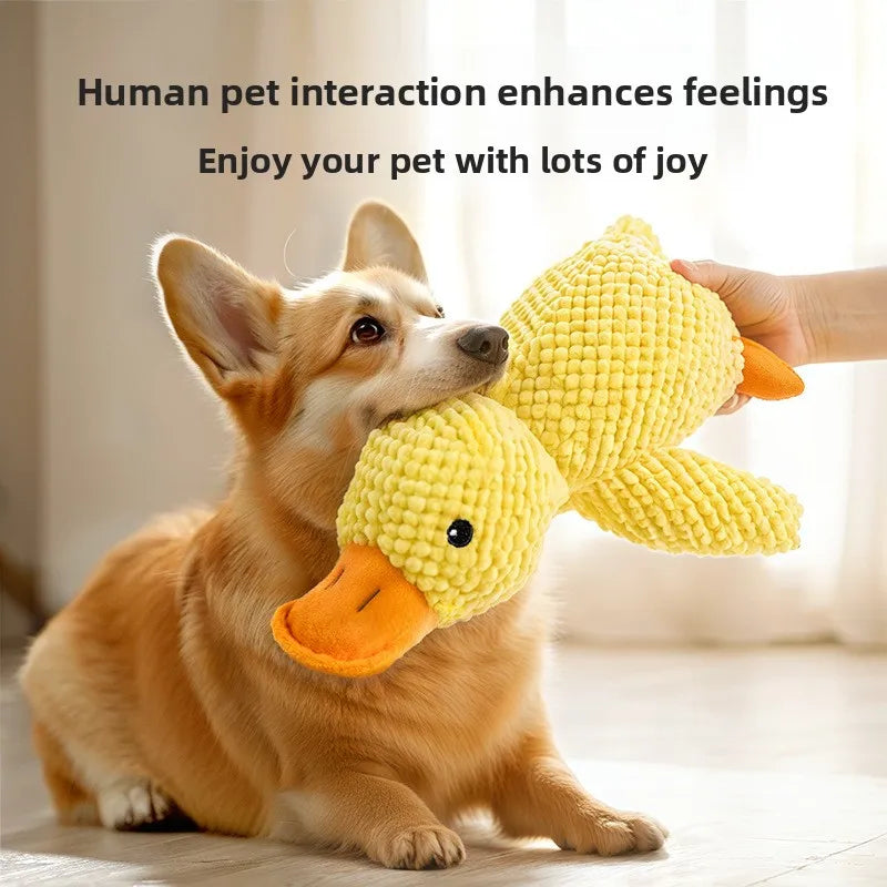Resistant Grinding Dog Toy Interactive Entertainment Pet Plush Toy Durable Bite Proof Chew Stress Relief Squeaky Duck Design