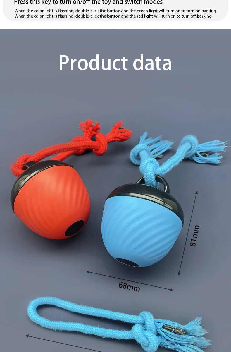 Interactive Smart Dog Balls Toys Sport Bite Resistant USB Charging Tail Rope Mobile Ball with Light Barking for Small/Medium Dog