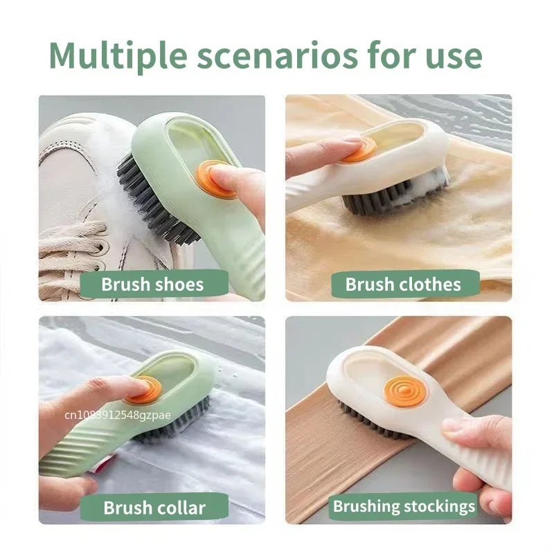 Multifunction Cleaning Shoe Brush Soft Automatic Liquid Shoe Brush Long Handle Clothes Soap Brush with Hook Clean Tool