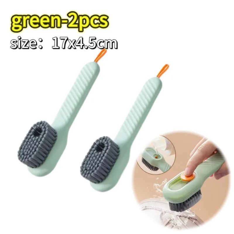Multifunction Cleaning Shoe Brush Soft Automatic Liquid Shoe Brush Long Handle Clothes Soap Brush with Hook Clean Tool