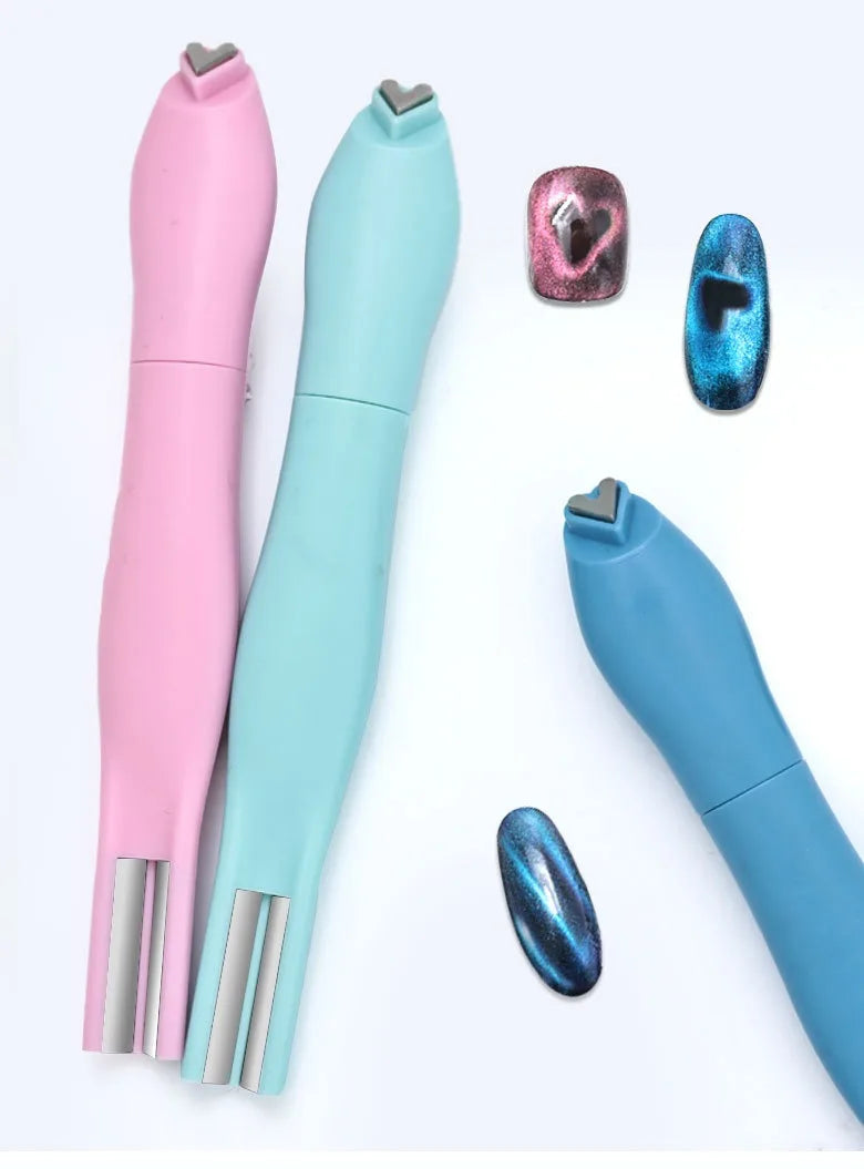 3D Love Heart Nail Magnet 3in1 Cat Eye Effect Double Line Moon Snake Pattern French Nail UV Attraction Magnetic Stick Manicure