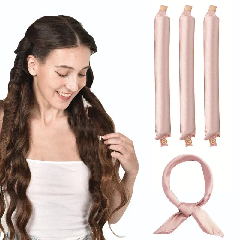No Heat Hair Rollers Heatless Hair Curler Curling Rod Headband Satin Lazy Curls Soft Curlers Sleeping Flexi Rods Styling Tools