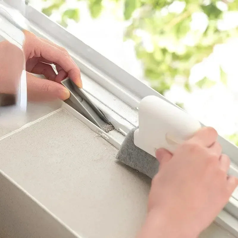 Glass Window Groove Frame Cleaning Brush Tool Multi Functional 2 in 1 Sliding Door Track Groove Brush glass Dead Corner Gap Brush