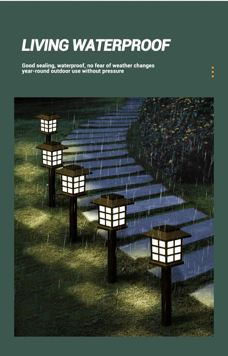 Solar Outdoor Lawn Lights Retro House Shaped Lamp Waterproof Courtyard Garden Decoration Night Lamp Inserted Small Palace Lights