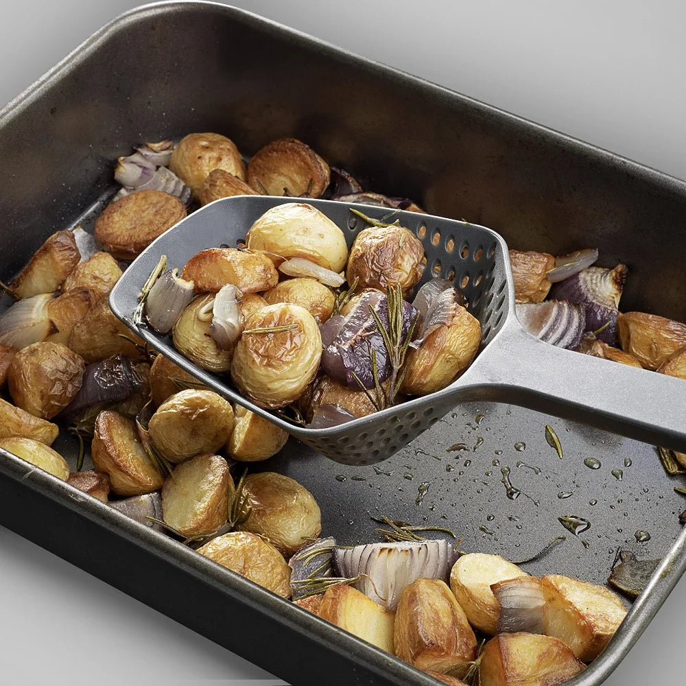 Plastic Strainer Spoon with Handle, Durable Plastic Slotted Spoon Pasta Scoop and Pasta Strainer for Cooking