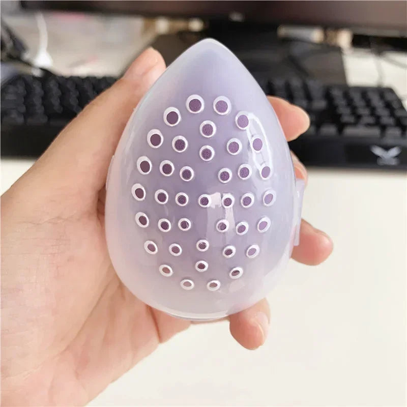 Makeup Sponge Storage Case Makeup Sponge Puff Holder Stand Empty Cosmetic Egg Shaped Rack Transparent Puffs Drying Box