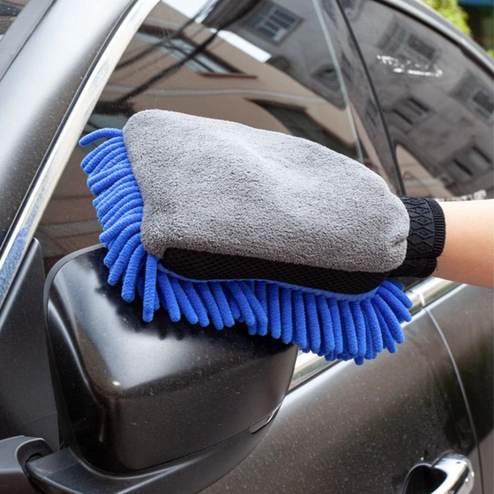3-1Pcs Car Wash Gloves Microfiber Chenille Gloves Waterproof Car Cleaning Mitt Wax Detailing Brush Auto Care Double-faced Glove