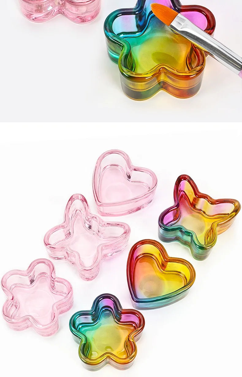 Acrylic Powder Liquid Crystal Glass Cup Aurora Colorful Cup Nail Brush Washing Mug Nail Art Tools Liquid Powders for Mixing Bowl