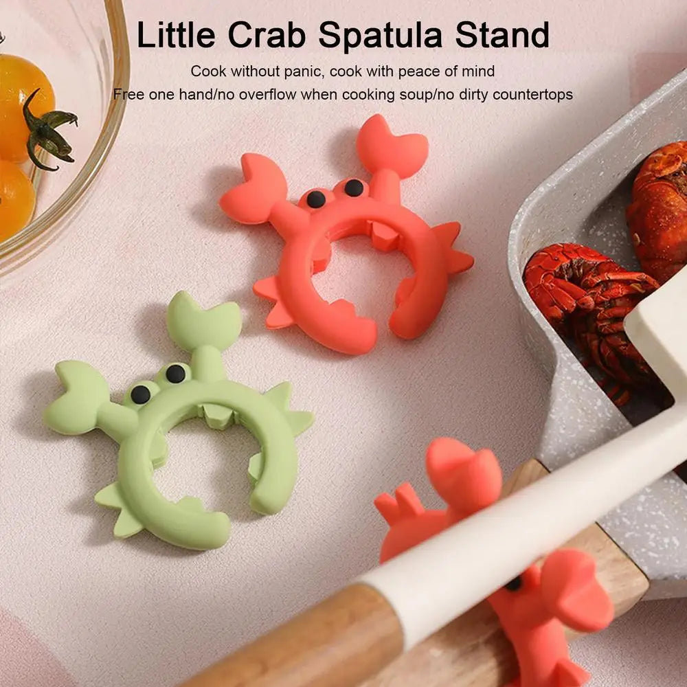 6/1PCS Small Crab Spatula Holder Anti Scalding Overflow Silicone Pot Clip Spoon Holder Clip Universal Shovel Rack Kitchen Gadget