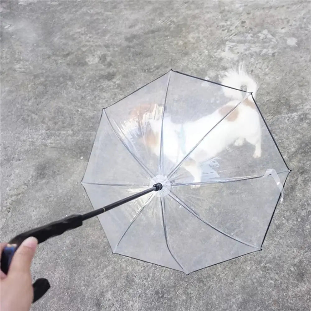 Detachable Clear Pet Dog Umbrellas C-Shape Handle with Leash Doggy Poncho Rainproof Adjustable Raincoat for Small Dogs