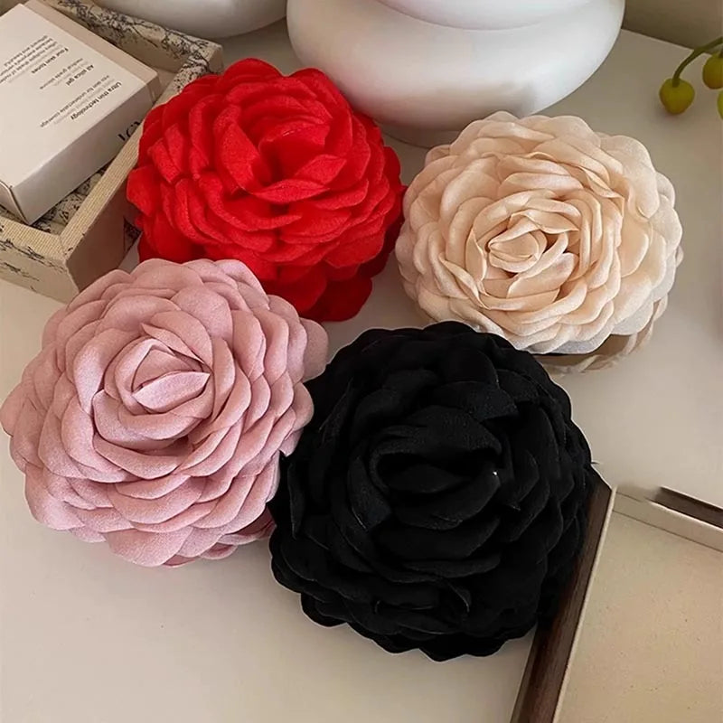 Fabric Rose Flower Hair Claw Clips For Women Girls Hair Clip Barrette Hairpins Hair Clamps Headwear Hair Accessories Gift