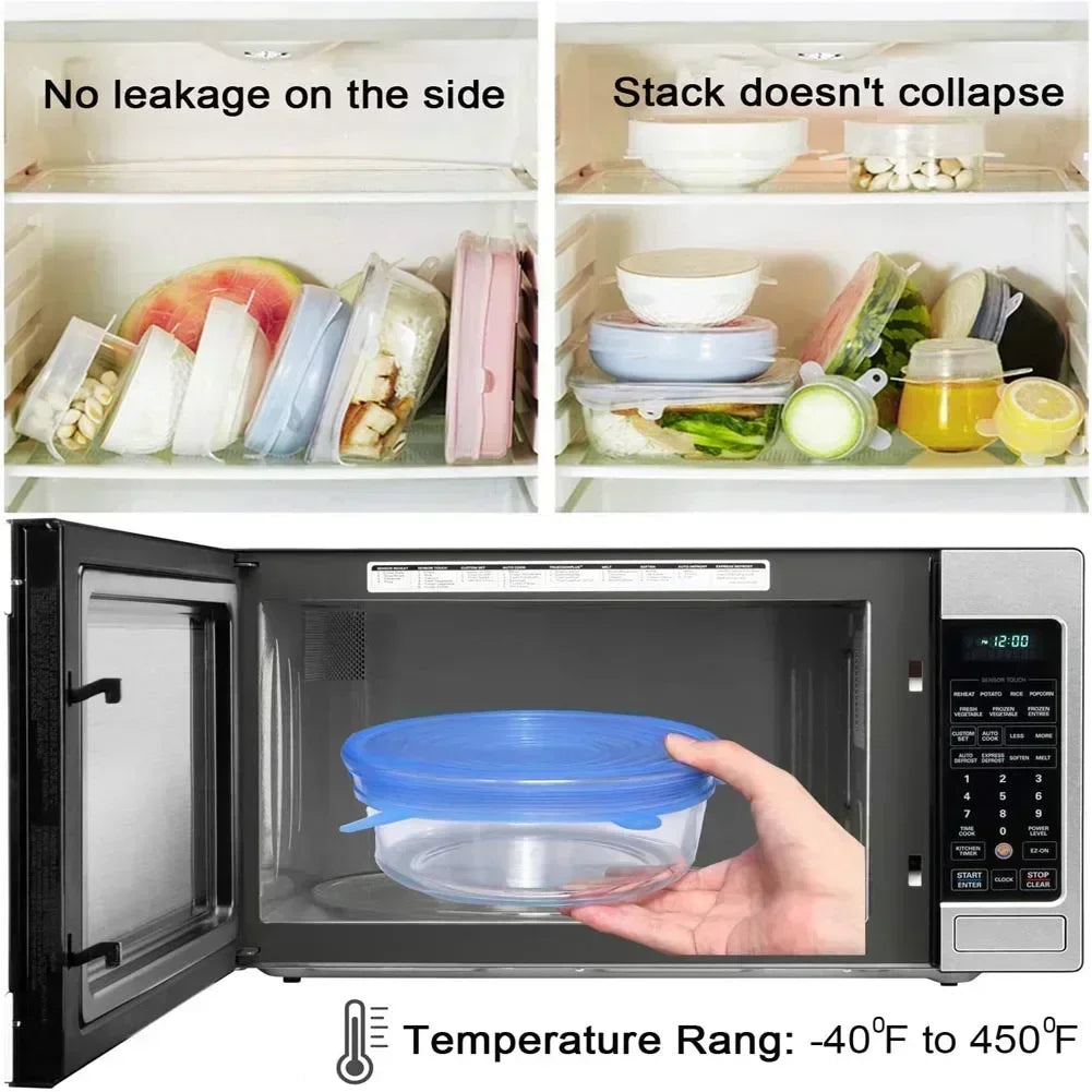 Adjustable Elastic Silicone Caps Refrigerator For Kitchen Accessories Cover Adaptive Kitchen Storage Organization Food Dishes