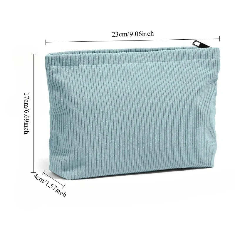 Corduroy Travel Cosmetic Bag Portable Makeup Storage Bag Purses Women Large Capacity Zipper Make Up Organizer Storage Clutch