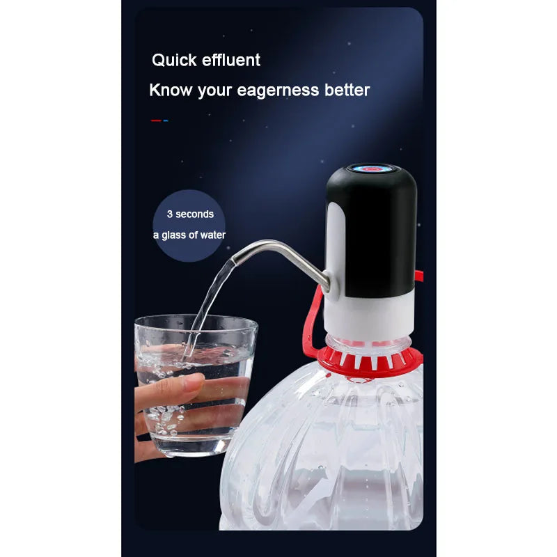 Black/White Automatic Water Bucket Pump USB Charging  Portable Electric Water bottle Pump One Button Switch Of Water Dispenser