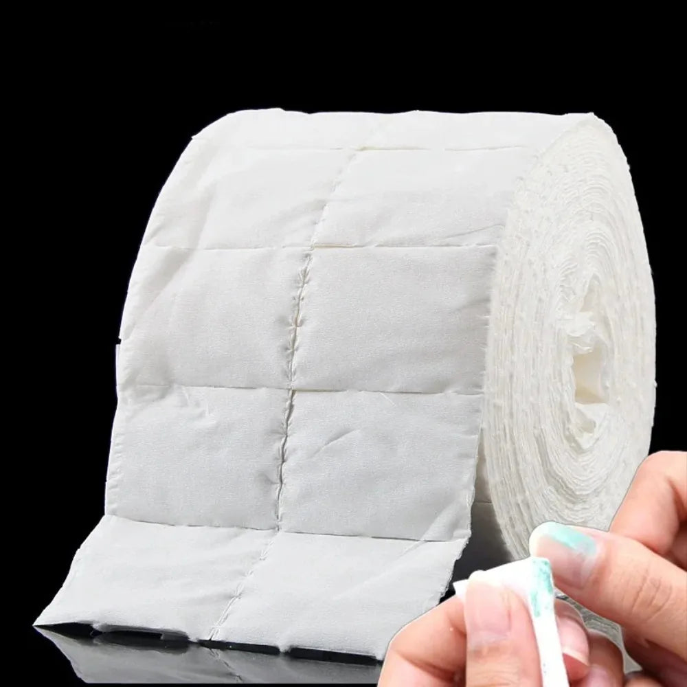 300Pcs/Roll Nail Polish Remover Cotton Pads White Torn Off Lint Free Nail Wipes for Gel Glue Makeup Manicure Cleaning Tool Paper