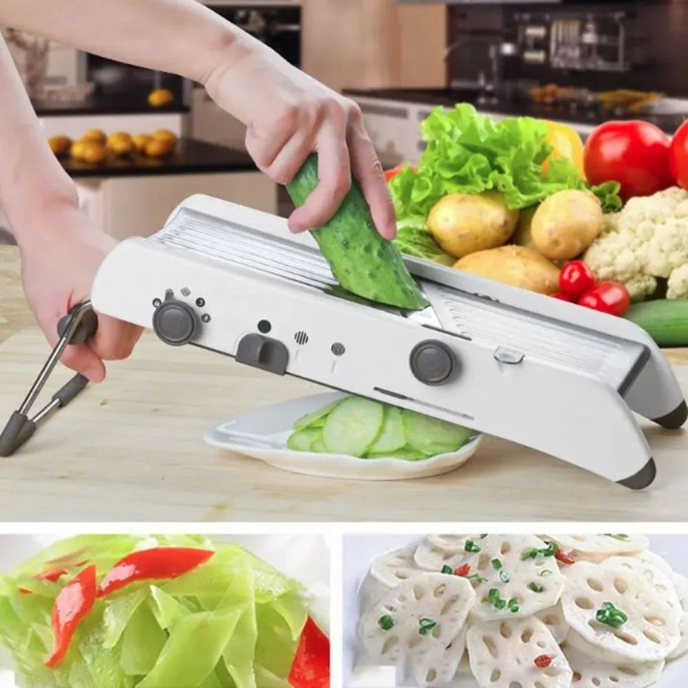 Household Adjustable Vegetable Cutter Manual Efficient Vegetable Shredder Non-slip Base with Hand Guard Vegetable Slicer Potato
