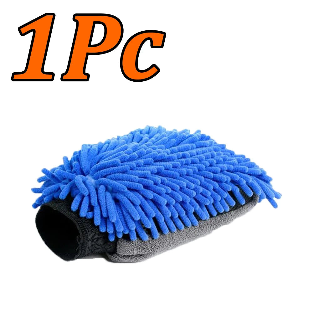 3-1Pcs Car Wash Gloves Microfiber Chenille Gloves Waterproof Car Cleaning Mitt Wax Detailing Brush Auto Care Double-faced Glove