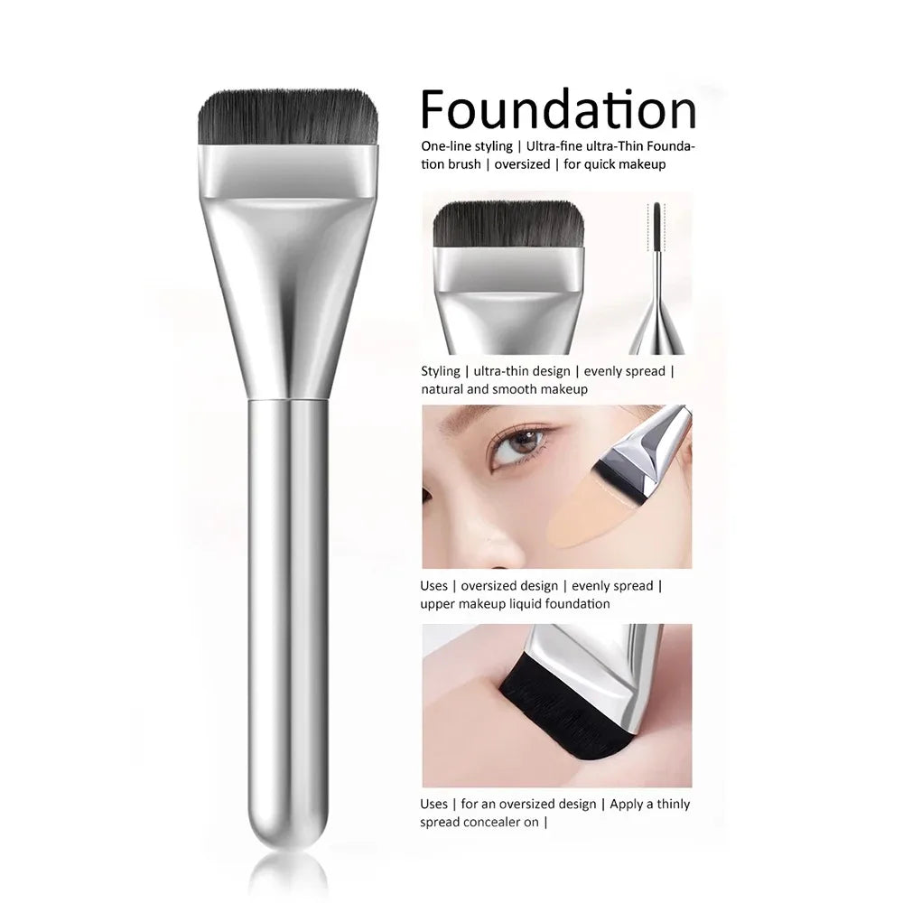 1/2Pc Multi-Use Foundation Ultra-Fine, Hypoallergenic Nylon Bristle Oval Foundation Brush - Perfect for Face Contouring