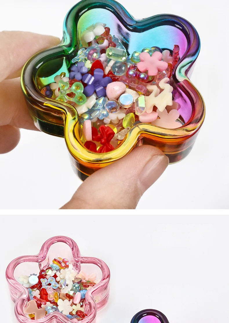 Acrylic Powder Liquid Crystal Glass Cup Aurora Colorful Cup Nail Brush Washing Mug Nail Art Tools Liquid Powders for Mixing Bowl