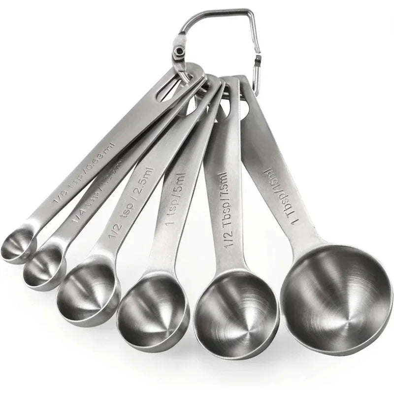 6pcs Measuring Spoons Stainless Steel Measuring Baking Measuring Coffee Bean Spoons Household Seasoning Spoons