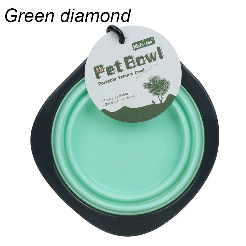 Pet Folding Silicone Bowl Collapsible Dog Outdoor Travel Portable Puppy Food Feeder Dish Bowl Silicone Dog Feeder Bowl 2 In 1