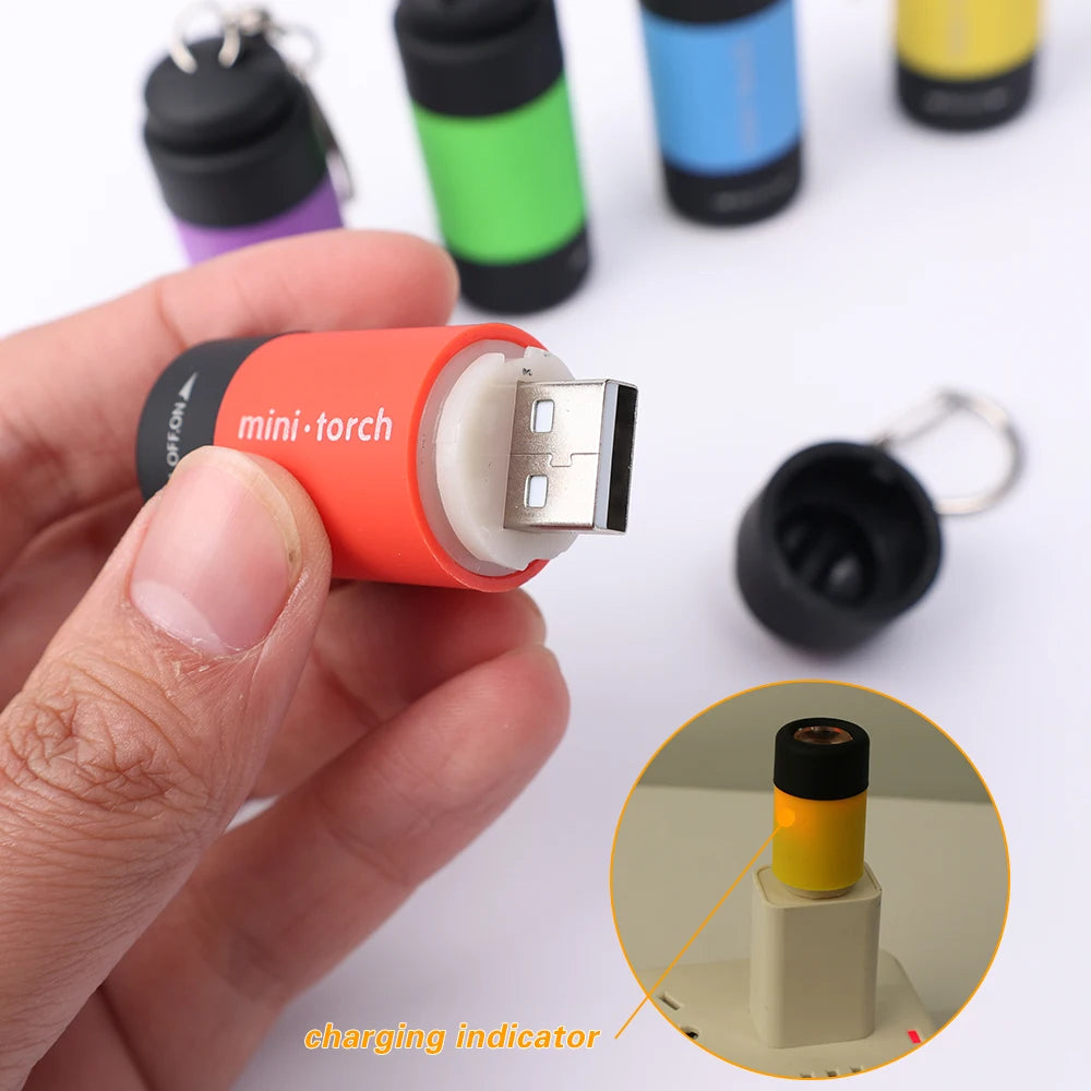 Super Bright Outdoor Keychain Flashlight Rechargeable Waterproof LED Mini Pocket Flashlight For Camping Hiking Emergencies