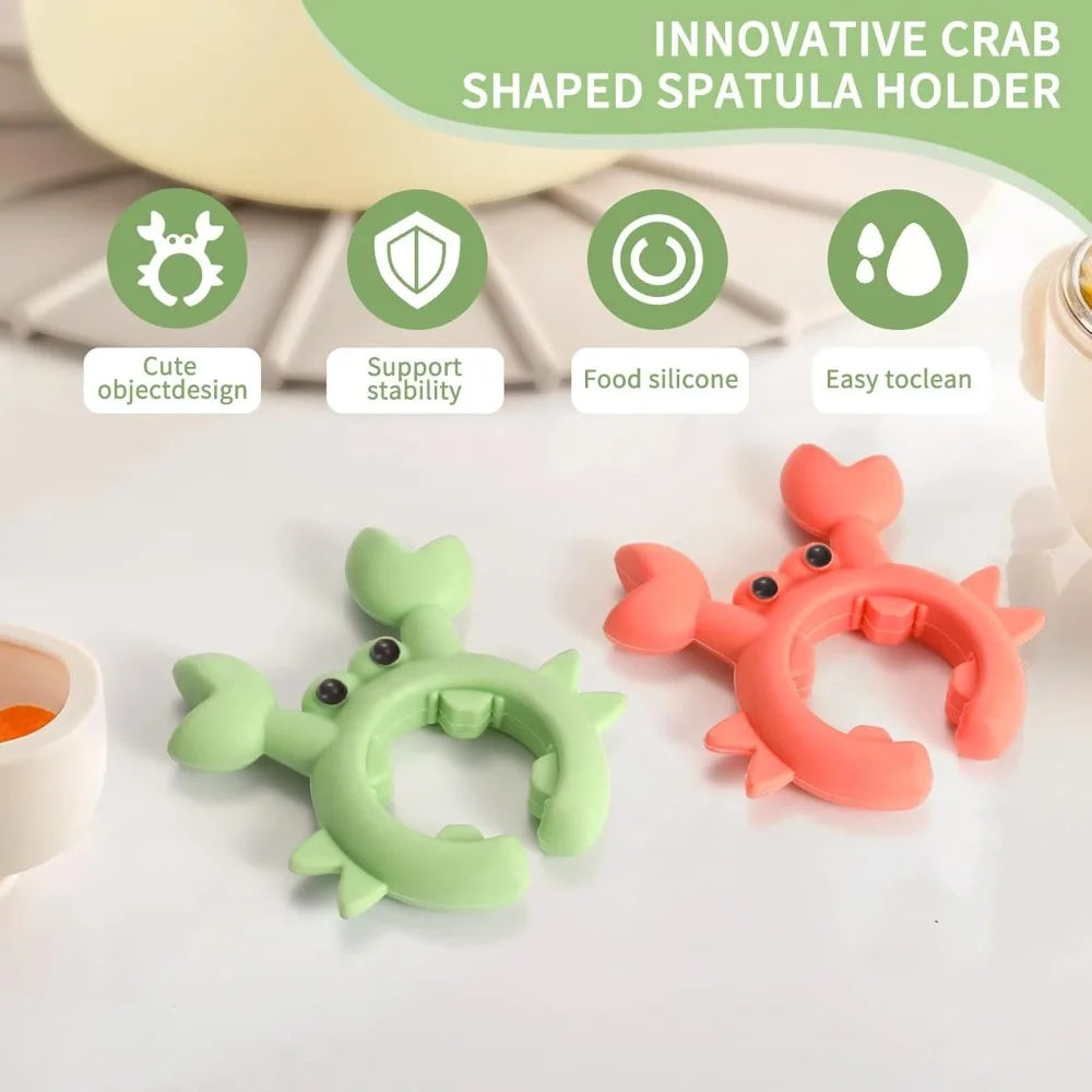 6/1PCS Small Crab Spatula Holder Anti Scalding Overflow Silicone Pot Clip Spoon Holder Clip Universal Shovel Rack Kitchen Gadget