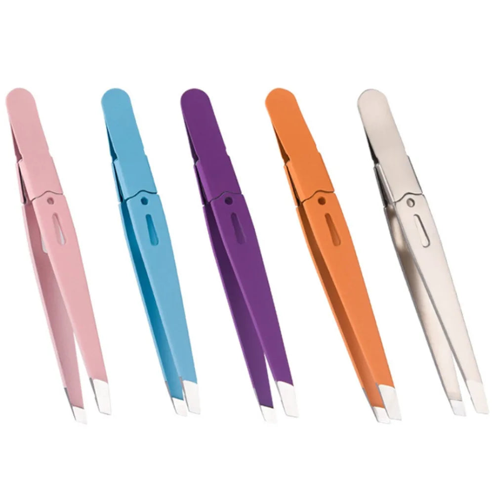 Colorful Eyebrow Tweezer High-Quality Stainless Steel Hair Beauty Fine Hairs Puller Slanted Eye Brow Clips Removal Makeup Tools