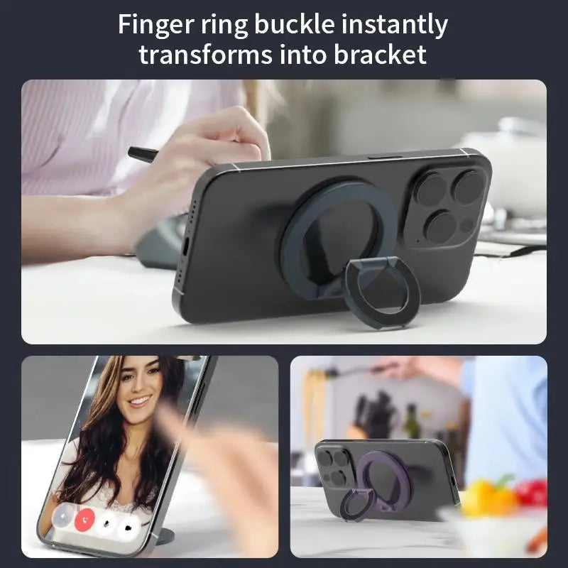 Double Sided Magnetic Phone Ring Holder For IPhone Samsung Foldable Stand For Apple MagSafe Compatible Mobile Phone Accessories