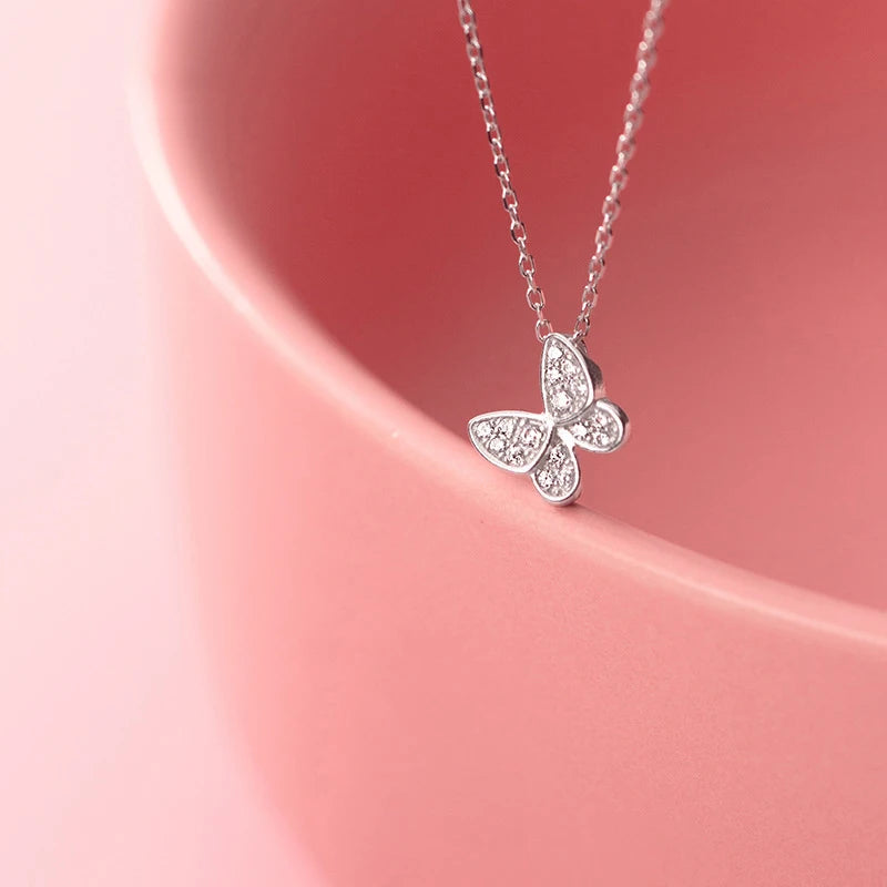 Modian New 925 Sterling Silver Sparkling Zircon Dancing Butterfly Tiny Mini Pendant for Women Fine Jewelry Birthday Gift