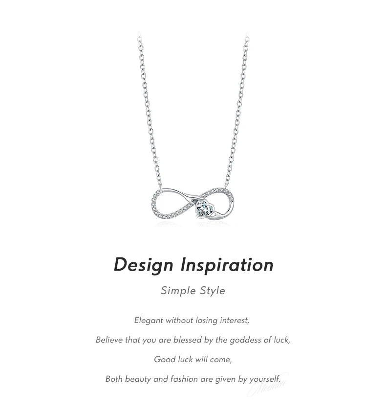 MODIAN 925 Sterling Silver Infinite Love Necklace Romantic Embrace Heart Pendant Link Chain For Women Anniversary Jewelry Gifts
