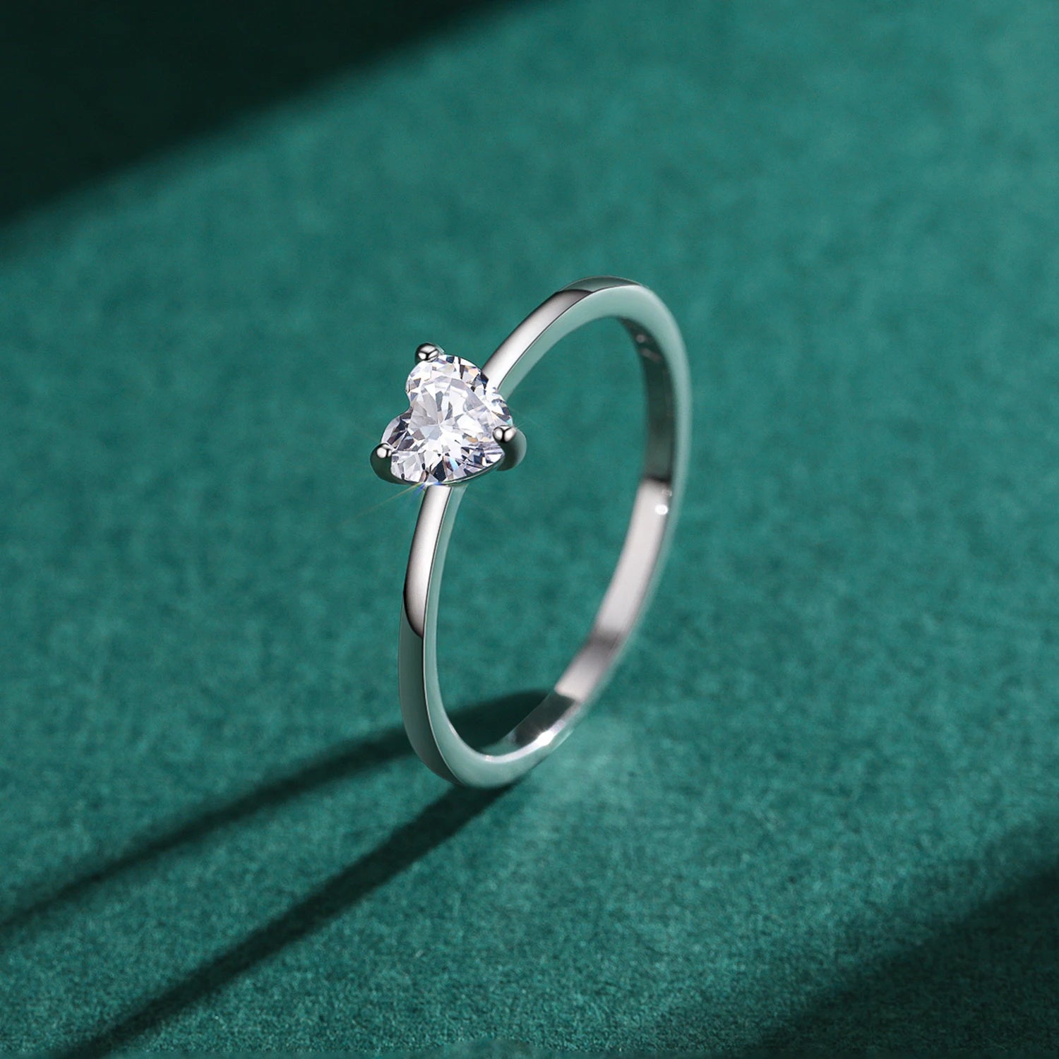 Modian Authentic 925 Sterling Silver Simple Love Heart AAAAA Zirconia Sparkling Finger Ring For Women Female Wedding Jewelry