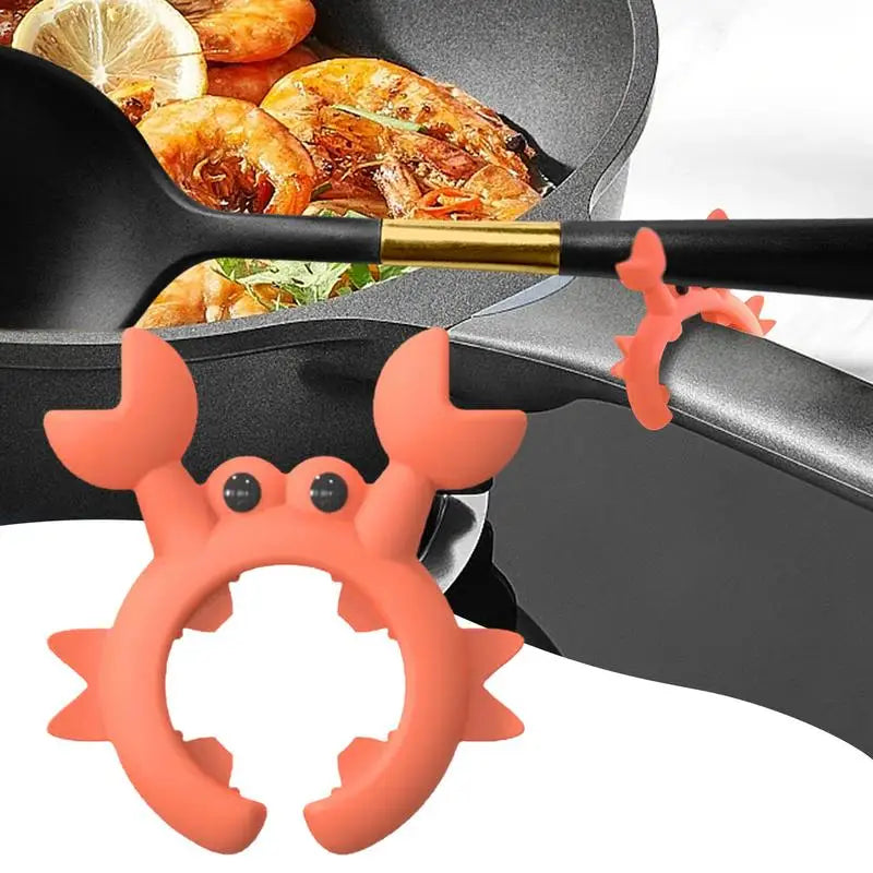 6/1PCS Small Crab Spatula Holder Anti Scalding Overflow Silicone Pot Clip Spoon Holder Clip Universal Shovel Rack Kitchen Gadget