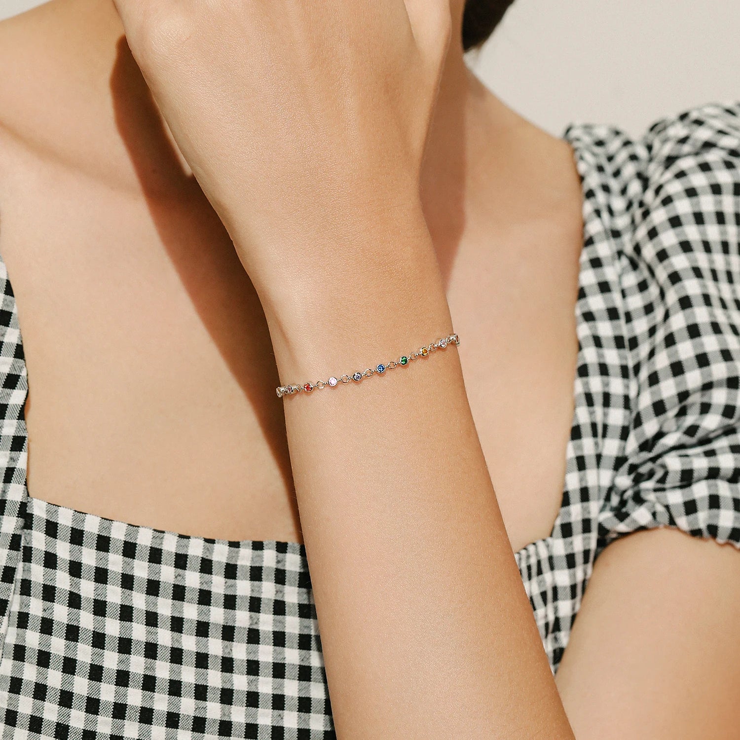 MODIAN Bohemia Style Charm Chain Bracelet For Women Real 925 Sterling Silver Rainbow Color CZ Female Fashion Jewelry Accessory