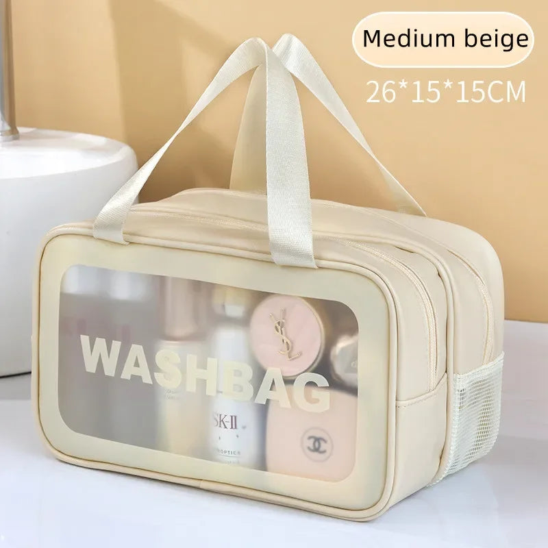 Dry Wet Separation Double Transparent Makeup Bag Portable Cosmetic Organizer Travel Swimming Toiletry Pouch