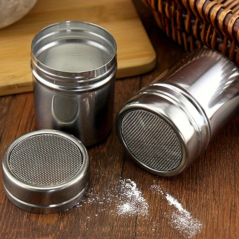 Sprinkler Kitchen Powder Distributor with Dense Hole Cocoa Cinnamon Sugar Gauze Mesh Jar Seasoning Bottles