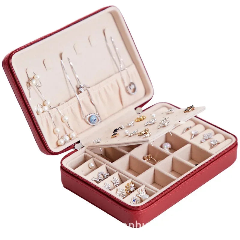 Jewelry Organizer Display Travel Jewelry Case Boxes Portable Jewelry Box Leather Storage Case