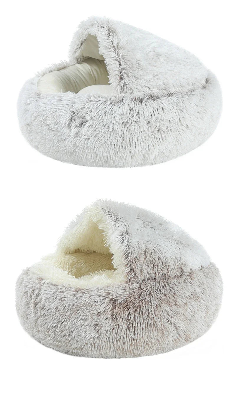 Cat Bed Pet Mattress Sleeping Warm Soft Plush Pet Bed with Cover Round  Nest Cave for Small Dogs kitten