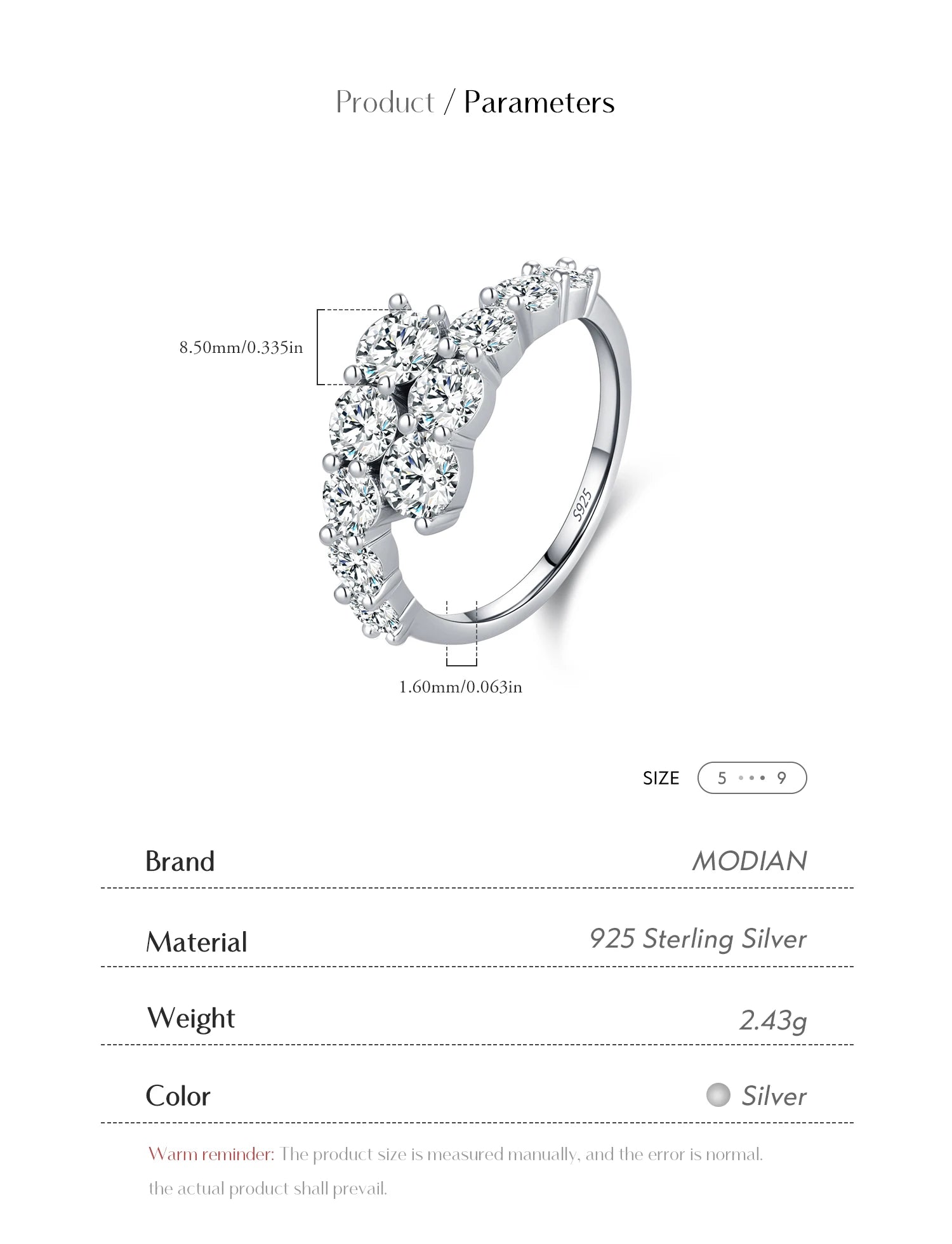 MODIAN 925 Sterling Silver Classic Luxury Round CZ Eternity Band Rings For Women Wedding Engagement Statement Jewelry Gift