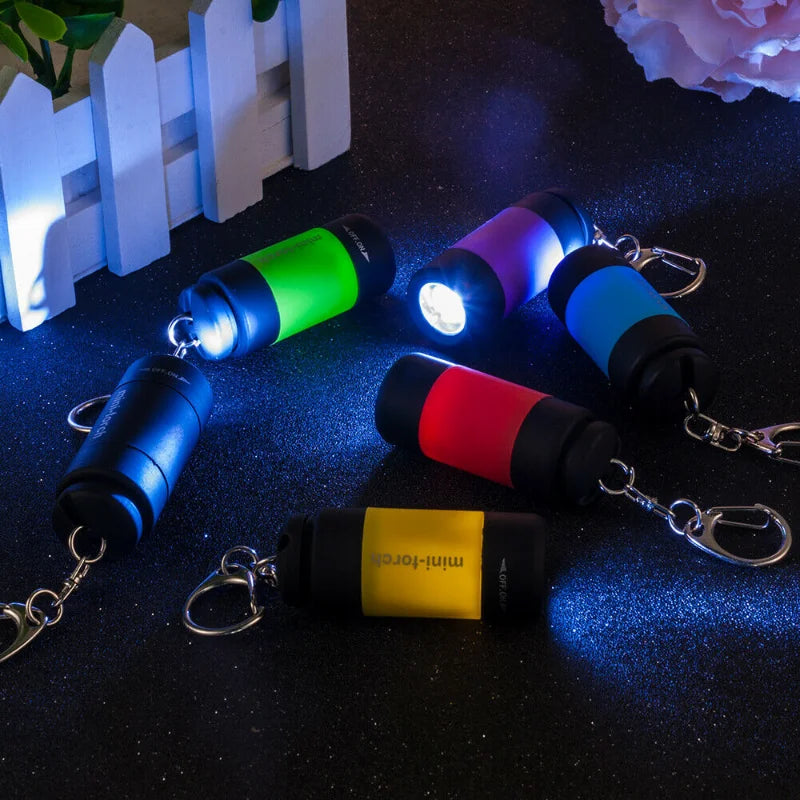 Super Bright Outdoor Keychain Flashlight Rechargeable Waterproof LED Mini Pocket Flashlight For Camping Hiking Emergencies