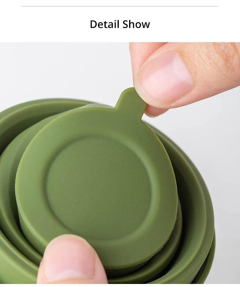180ML Silicone Portable Folding Cup Mini Retractable CupTeacup Outdoor Travel Coffee Telescopic Drinking Mug with Lid