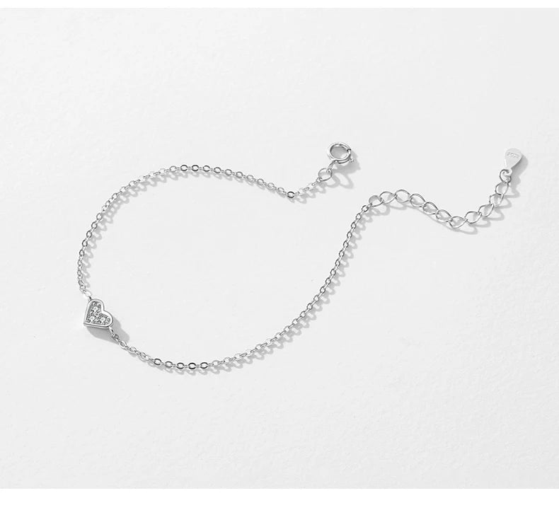 Modian Real 925 sterling silver Heart CZ Bracelet Fashion Crystal Wedding Lady Classic  Romantic Jewelry