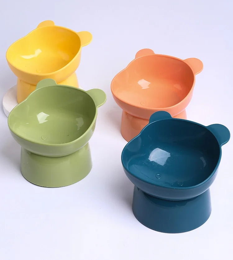 New Elevated Cat Bowls Stress Free Feeder and Waterer with Base Anti-Vomiting Tilted Raised Nonslip No Spill Pet Bowls