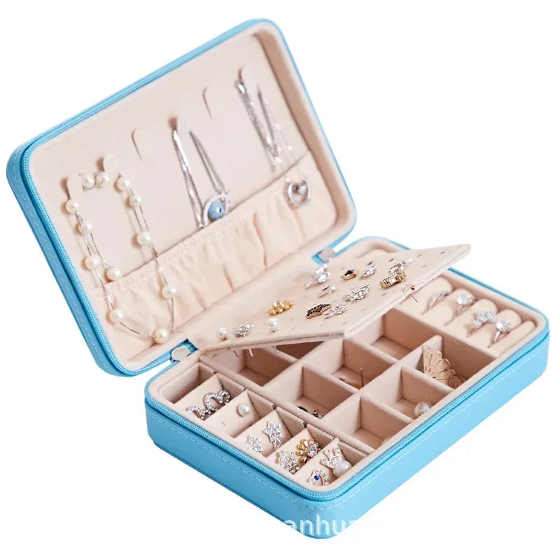 Jewelry Organizer Display Travel Jewelry Case Boxes Portable Jewelry Box Leather Storage Case