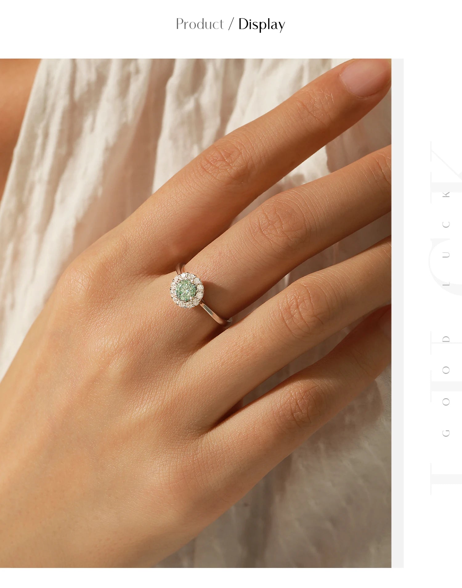 MODIAN D Color Green Teal Moissanite Halo Ring 925 Sterling Silver Trendy Elegant Finger Rings For Women Wedding Fine Jewelry