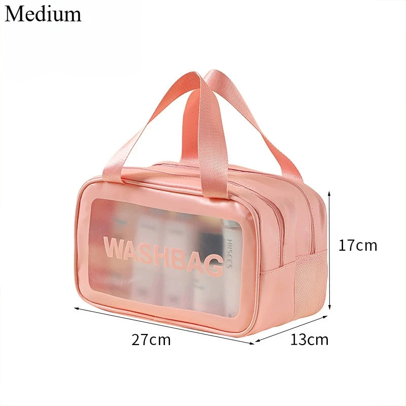 Dry Wet Separation Double Transparent Makeup Bag Portable Cosmetic Organizer Travel Swimming Toiletry Pouch
