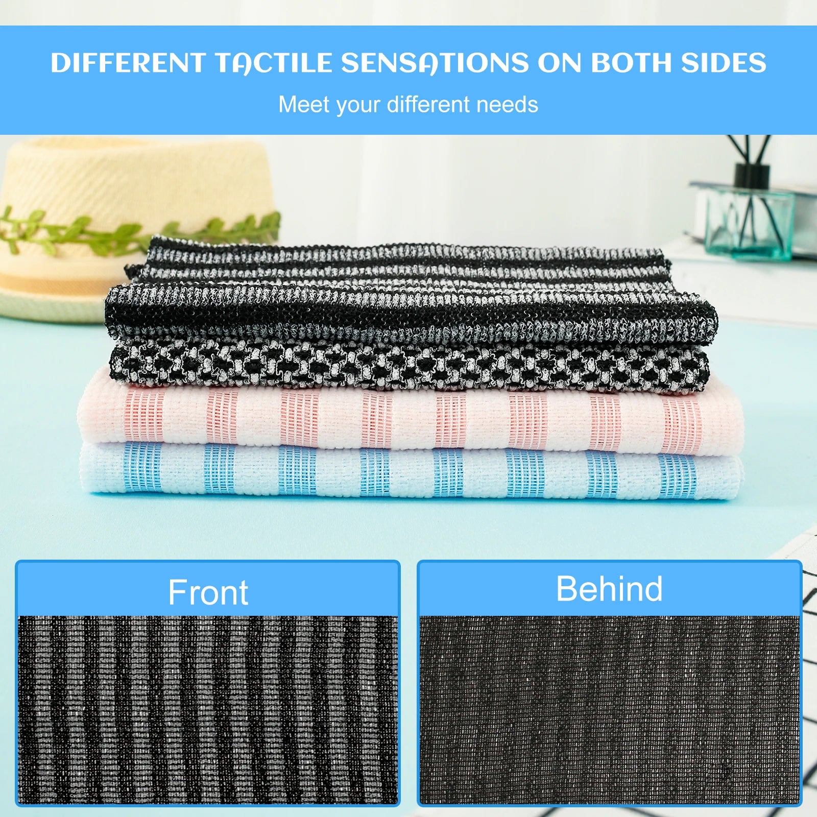 Double Effect Nylon Bath Towel Japanese Rubbing Washcloth for Back Exfoliating Scrub Shower Towels  Body Bathroom Accessories