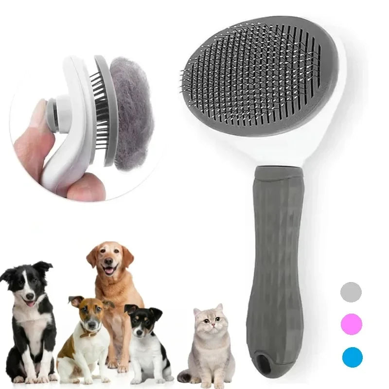 One-Click Pet Hair Removal Comb for Effortless Grooming of Dogs and Cats - Float Hair Removal Slicker Brush