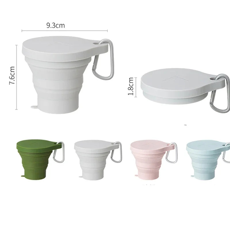 180ML Silicone Portable Folding Cup Mini Retractable CupTeacup Outdoor Travel Coffee Telescopic Drinking Mug with Lid