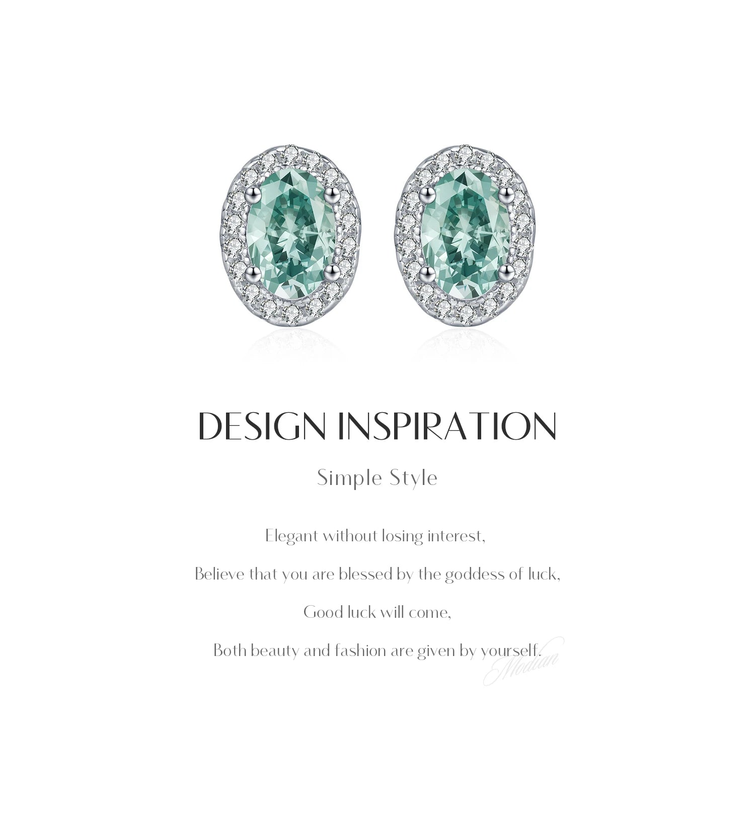 MODIAN 1CT D Color Green Moissanite Halo Earrings 925 Sterling Silver Elegant Oval Stud Earrings For Women Party Fine Jewelry